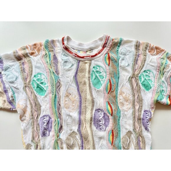 Vintage 90's COOGI White Pastel Easter Egg Cotton Knit Sweater, Size S - Picture 6 of 12